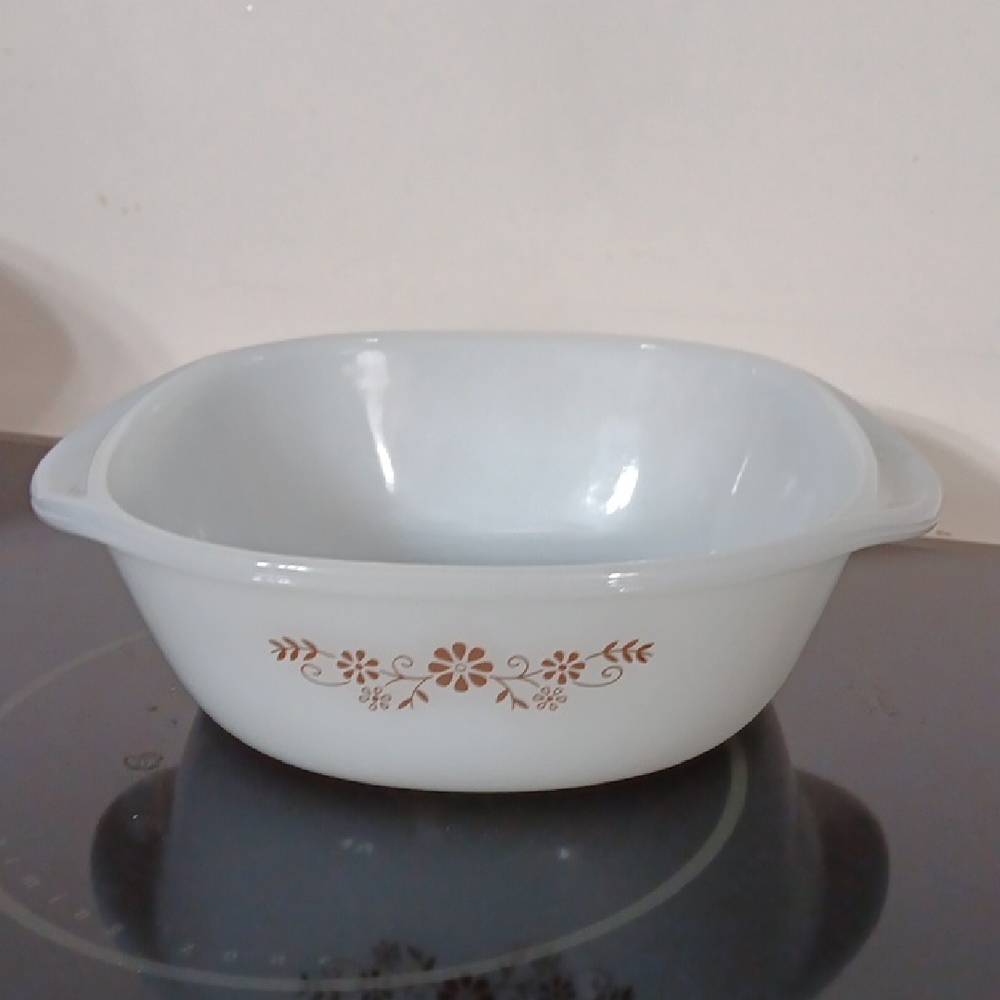 White and Brown Floral Bakeware Dish